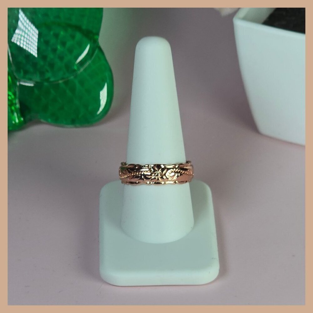 Vintage Rose Gold Floral‎ Etched Band Ring Size 9.75 (NWOT)